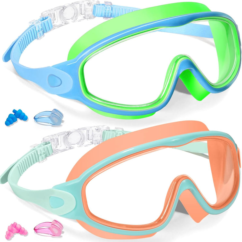 Keary 2 Pack Kids Swim Goggles for 3-15 UV Protection Anti-Fog Pool Water Swimming Goggles for Boys Girls Youth Toddler