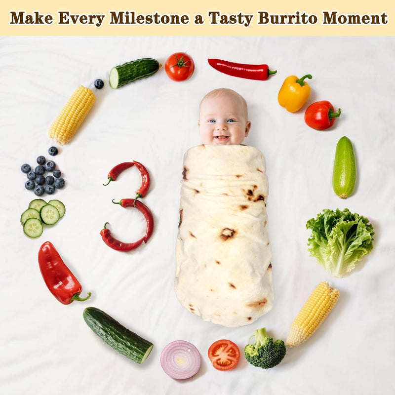mermaker Burritos Tortilla Swaddle Blanket Baby for Toddler Newborn, 285 GSM Soft Flannel Taco Wrap Blanket Funny Gifts for Baby Shower Boys Girls, 36 inch