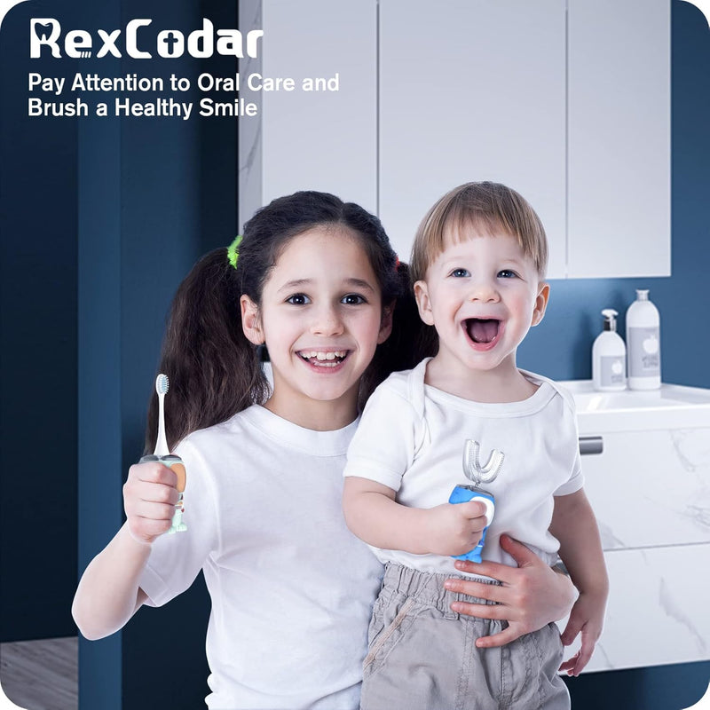 RexCodar Ultrasonic Kids Electric Toothbrush, IPX7 Waterproof, 5 Modes, Cartoon Astronaut, 60S Timer