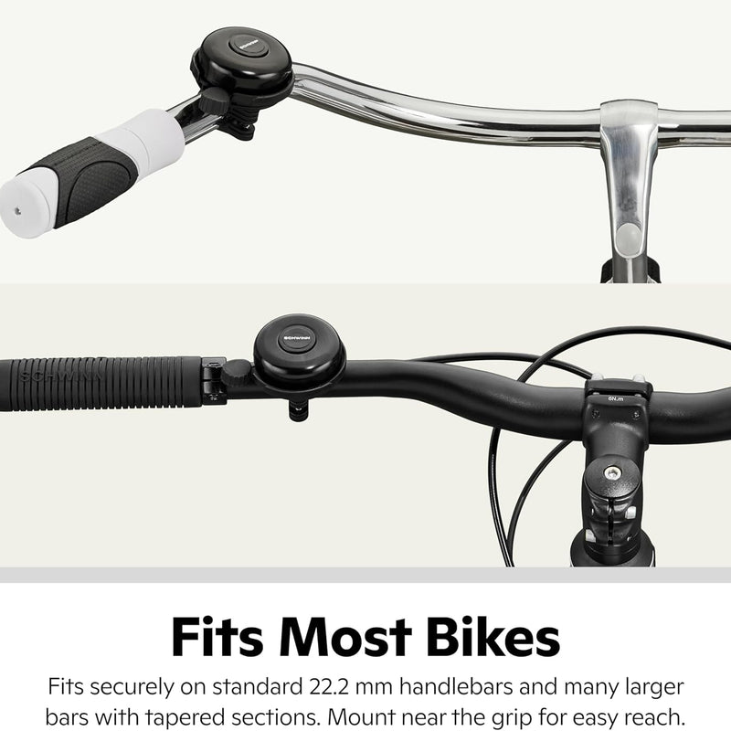 Schwinn Classic Bike Bell, Black Finish, Easy Installation, Loud Ringing Sound