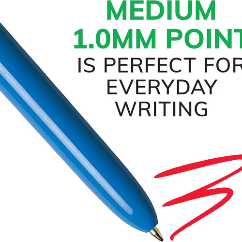 BIC 4-Color Original Retractable Ballpoint Pen with 1.0 mm Medium Point, 3-Count in Assorted Ink
