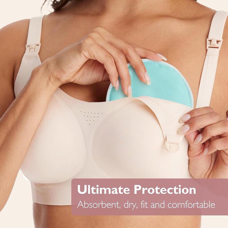 Momcozy Reusable Breast Pads, Breastfeeding Essentials, Thick 6PCS | Washable, Dry-wet Bag, Wash Bag, Portable for Travel, Super Absorbent, and Large Capacity