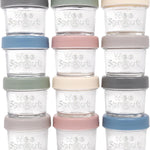 WeeSprout Glass Baby Food Storage Jars w/Lids (4 oz, 12 Pack Set) Snack, Puree, Reusable Small Containers, Breast Milk, Fridge or Freezer, Microwave & Dishwasher Safe, Essential Must Have for Infants