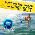 Bambilo Water Skipping Ball | 2-Pack Bounce Balls | Water Bouncing Beach Balls & Grip Ball | Pool Toys for Kids Age 5-8-12 | Great Summer Water Toy for Beach Swimming Pool River Lake