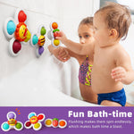 LiKee Strong Suction Cup Fidget Rotating Sensory Bath Toy for Baby, 10+ Months, Airplane Car Travel Table & Window Toy