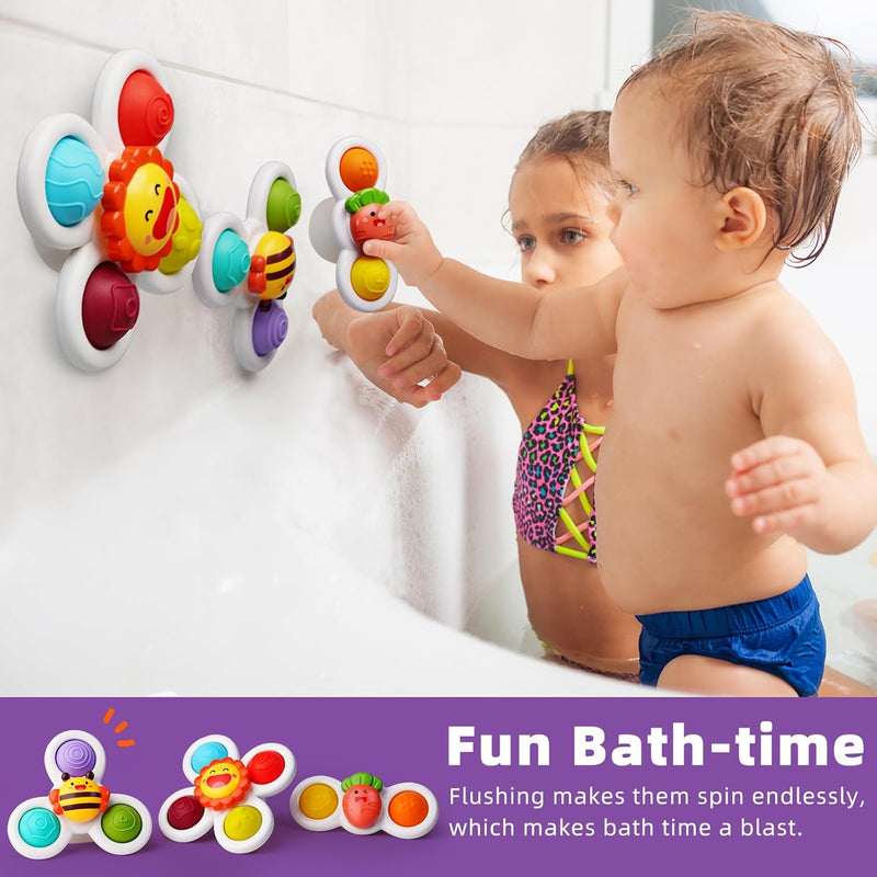 LiKee Strong Suction Cup Fidget Rotating Sensory Bath Toy for Baby, 10+ Months, Airplane Car Travel Table & Window Toy