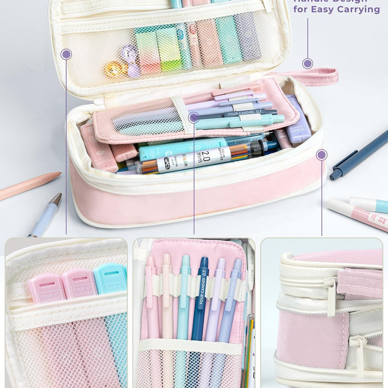 Four Candies 36PCS Mechanical Pencil Set with 624 Lead Refills (Pink) | 0.5mm - 2.0mm Mechanical Pencils, Aesthetic School Supplies for Writing, Drawing, Drafting , Note-Taking & Back to School