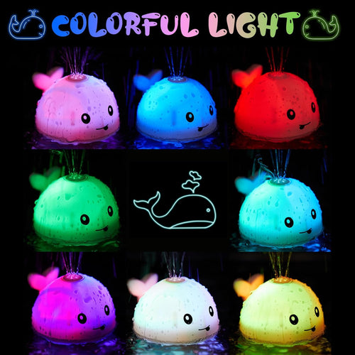 Anggiko Baby Bath Toy, Light Up Whale Sprinkler for Toddlers Ages 1-3, 6-12 Months Rechargeable Battery Toy Gift