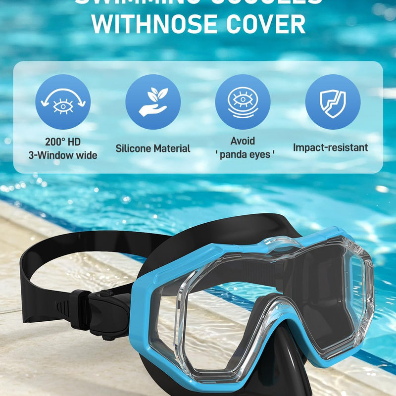WSTOO Swim Goggles with Nose Cover for Ages 5-12, Youth, Adults, Unisex | Anti-Choking Design, Shatter-Resistant, Anti-Fog, Leak-Proof, Lightweight, Small for kids, Large for Adults