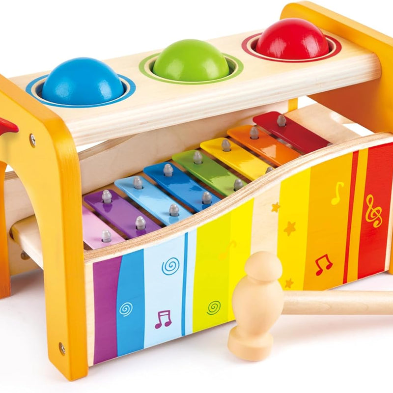 Hape Pound & Tap Bench with Slide Out Xylophone - Award Winning Durable Wooden Musical Pounding Toy for Toddlers