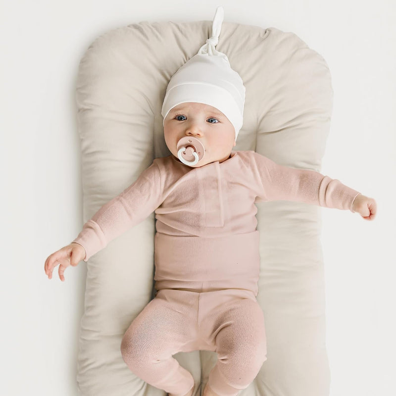 Konssy 8 Pack Baby Newborn Hats, Beanie Hat for Infant Girl Boy 0-6 Months | Knot Sleepy Baby Hats, Buttery Soft & Stretchy Fabric, Preemie & Newborn Hospital Hat, for All Season, (Beige)