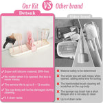 Pink Travel Baby Bottle Cleaner Kit – 6-in-1 Portable Brush Set with Drying Rack & Storage Case | Baby Travel Essentials for Flying, Newborn Bottle Cleaning & Breast Pump Parts On-The-Go