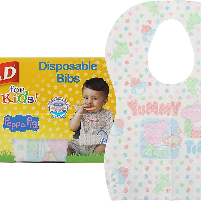 Glad for Kids Disposable Paper Bibs with Crumb Catcher, Unicorns, 30 Count | Absorbent, leakproof design for mess-free feeding at meals, crafts, parties, and travel