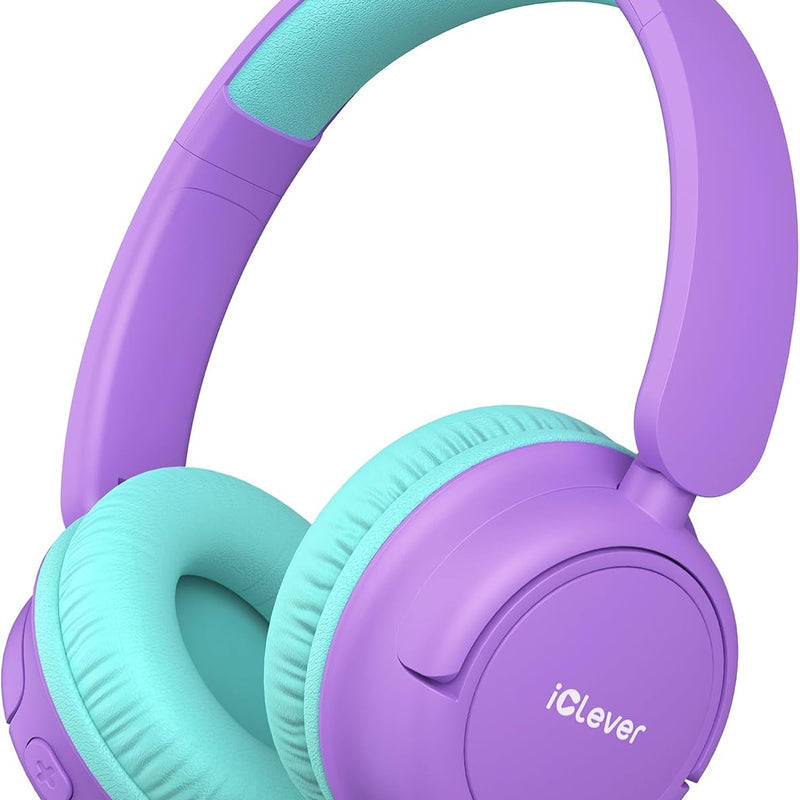 iClever BTH22 Kids Bluetooth Headphones for Toddler Travel, 60H Play Time | SafeSound Tech3.0, Stereo Sound, USB C Fast Charging, AUX Cable, Kids Wireless Headphones for Girls/Boys/Tablet/PC/School