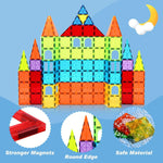 OugerToy 104PCS Magnetic Tiles STEM Building Blocks for Kids Ages 3-9, Educational Stacking Toys with Car Bases
