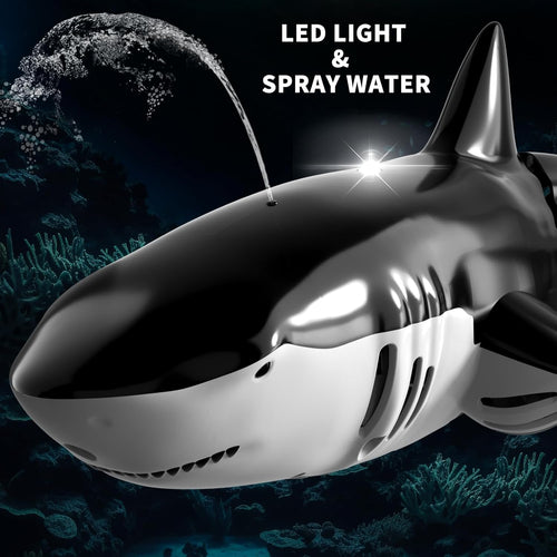 Bennol 1:18 scale 2.4GHz RC shark toys for kids with light and spray water functions, waterproof design