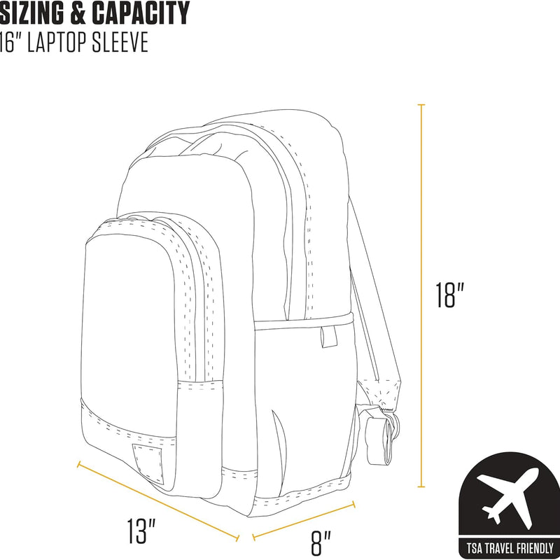 Carhartt 25L Classic Laptop Backpack, Durable Water-Resistant Pack W/ 16" Laptop Sleeve and Multiple Organizational Compartments, Black