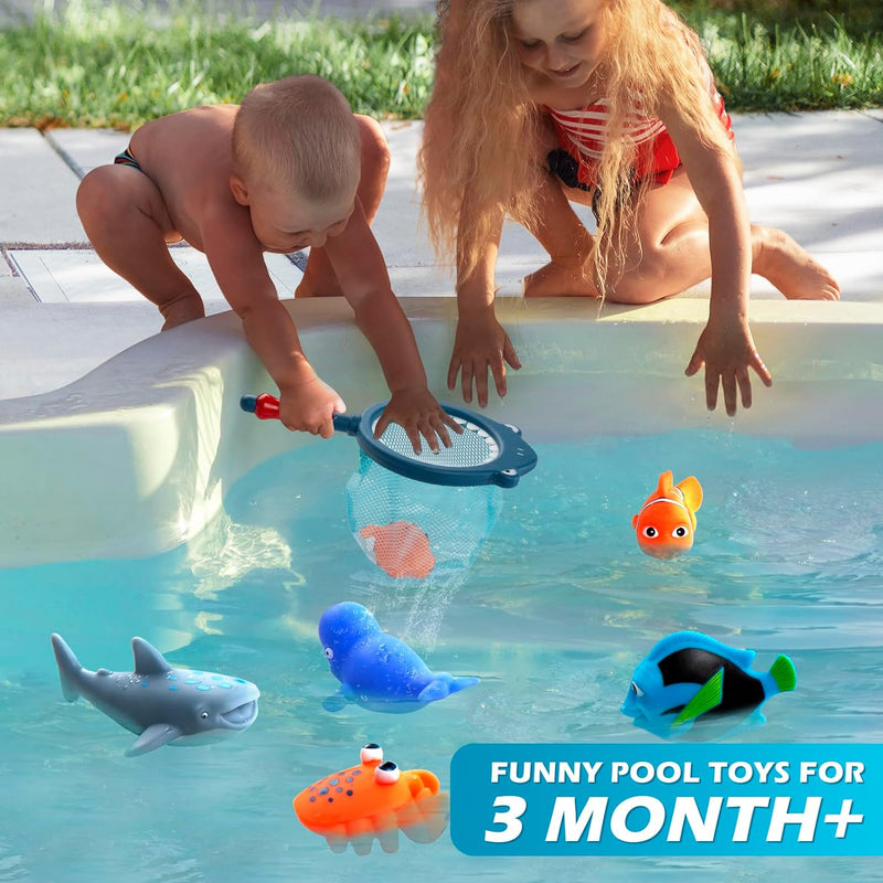 No Hole Mold Free Baby Bath Toys for Kids Ages 1-3, Water Toys for 6-12 Months Infants with Storage Bag, Baby Shark Toys for Pool, Bathtub, Beach, Shower, Tub,Ideal Gifts for Kids Boys and Girls