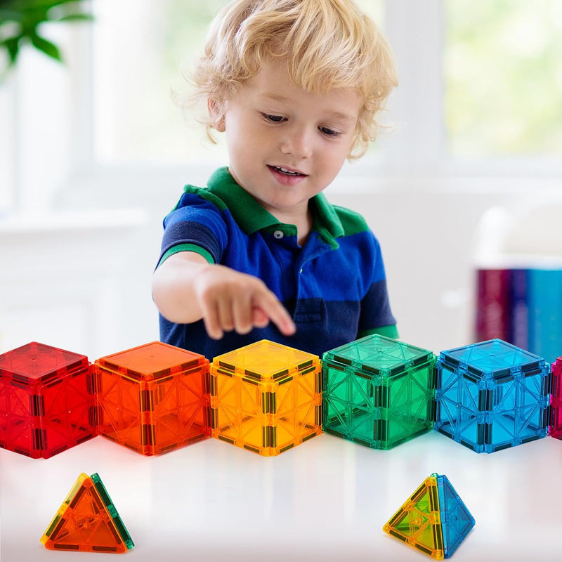 FNJO Magnetic Tiles 110PCS Magnet Building Set for Kids