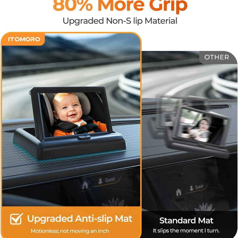 Itomoro Baby Car Camera, Easy Install, 1080p Clear View, Reliable Design | Night Vision with Rear-Facing Car Baby Monitor Built-in screen design 360° adjustable view car camera for baby