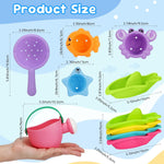 Fajiabao Toddler Bath Toys for Kids Ages 1-3 Multi-Play in Tub Water Pool | Learning Mold Free Bath Toys with Color Stacking Cups & Watering Can Interactive Shower Toys for 1 2 3 4 5 6 Birthday Gifts