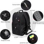 SHRRADOO Extra Large 50L Travel Laptop Backpack with combination lock, College Backpack Airline Approved Business Work Bag Fit 17 Inch Laptops for Men Women,Black