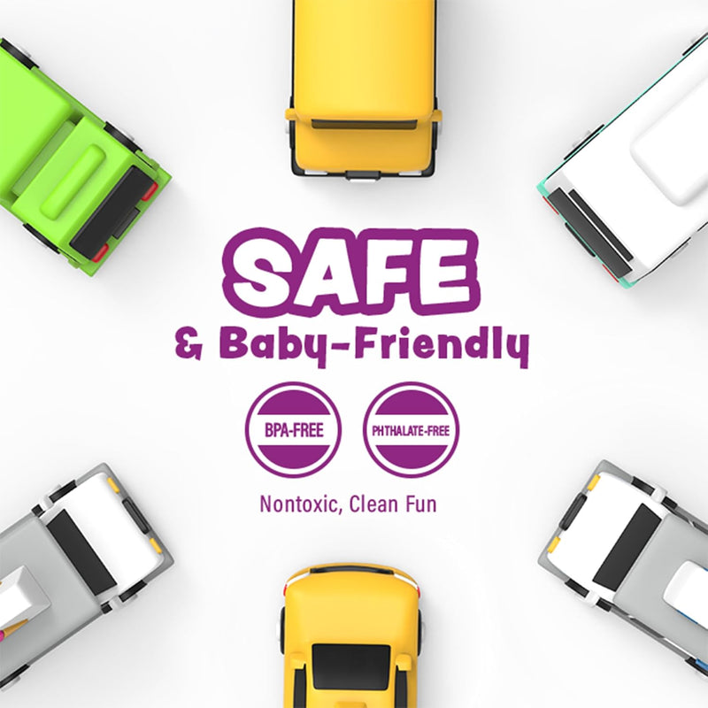 Tub Works® Vehicles™ Bath Cars | Mold-Free, Soft, Squeezable & Floating Bath Toys for Babies & Toddlers