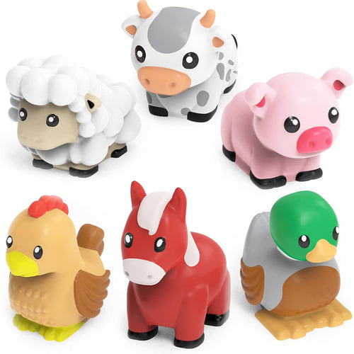 Tub Works Barnyard Mold-Free Bath Toys: Sealed, Soft & Squeezable Farm Animal Toys for Toddler Bath Time
