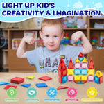 Mini Magnetic Tiles for Kids, Magnetic Building Set, Travel Toys for Ages 3+