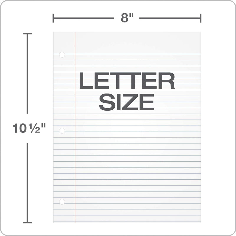 Oxford Filler Paper, 8 x 10-1/2 Inch Wide Ruled Paper, 3 Hole Punch, Loose Leaf Notebook Paper for 3 Ring Binders, 500 sheets (62330), white