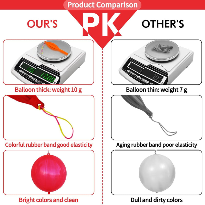 30Pcs Punch Balloons - Heavy Duty Party Favors for Kids with Rubber Band Handle