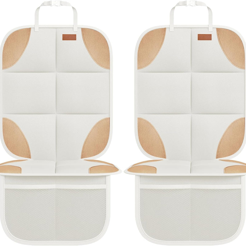 SMART ELF Car Seat Protector, 2Pack Seat Protector Protect Child Seats with Thickest Padding and Non-Slip Backing Mesh Pockets for Baby and Pet,Sedan SUV Truck (Black)