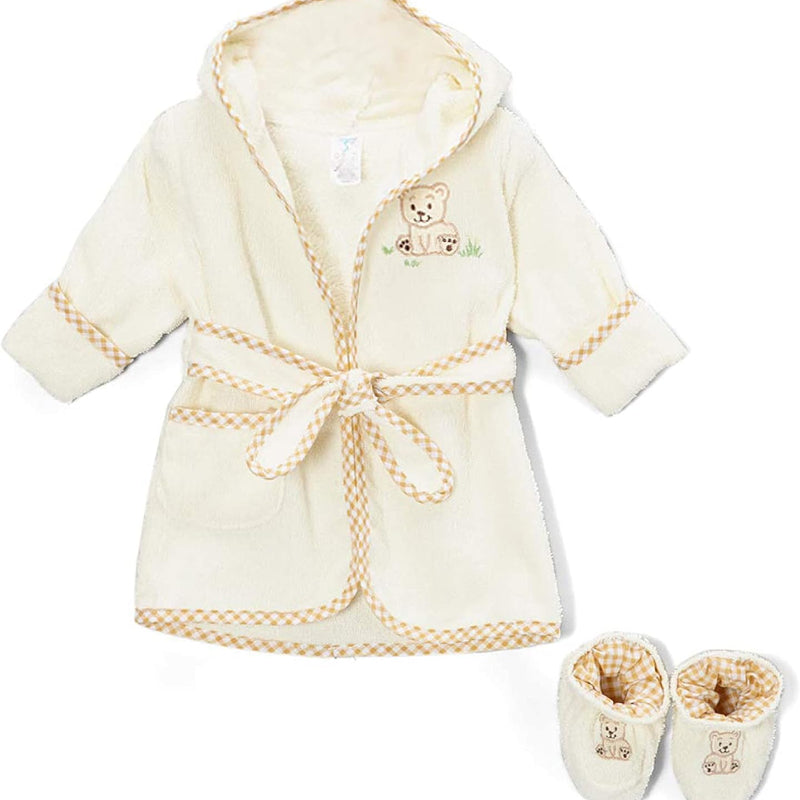 Spasilk 100% Cotton Hooded Terry Bathrobe with Booties Baby One Size Gifts — Shower