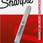 Sharpie Permanent Markers, Fine Point, Blue, 12 Count