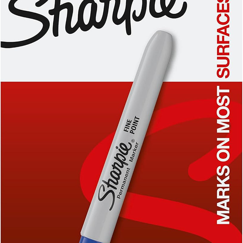Sharpie Permanent Markers, Fine Point, Blue, 12 Count