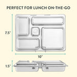 PlanetBox Rover Lunchbox Replacement - Brushed Stainless Steel Bento Box for Kids and Adults, Recycled Sustainable Lunch Box with Multi-Compartment Design
