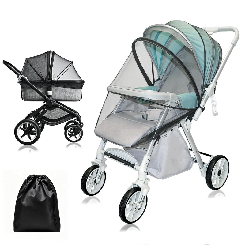South to East Breathable Mosquito Net for Stroller with Drawstring, White | Baby Bug Netting with Storage Bag, Portable Stroller Mosquito Nets for Car Seat, Bassinet, Cradle, Travel & Camping Crib