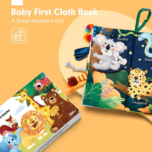 Hahaland Baby 0-6 Months Touch Feel Book, Sensory Toy for Tummy Time, Travel and Gifts for Boys and Girls