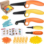 Cardboard Construction Kit - 401 PCS Kids Building Set with Safe Serrated Cutter, Crease Roller, Screws & Nuts, STEM Upcycled Tool for DIY Cardboard Projects, Engineering & Creativity