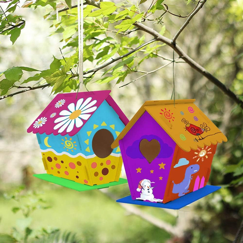 hapray 4 Pack Bird House Craft Kit, DIY Birdhouse for Kids to Build & Paint