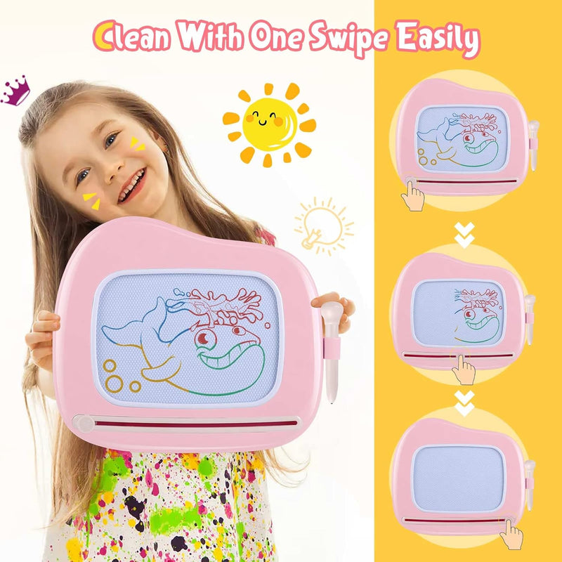 smasiagon magnetic drawing board for kids toddler toys 1-2 year old girl portable doodle pad