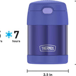 THERMOS FUNTAINER Insulated Food Jar, 10 Ounce, Kid Friendly Food Jar with Foldable Spoon, Purple