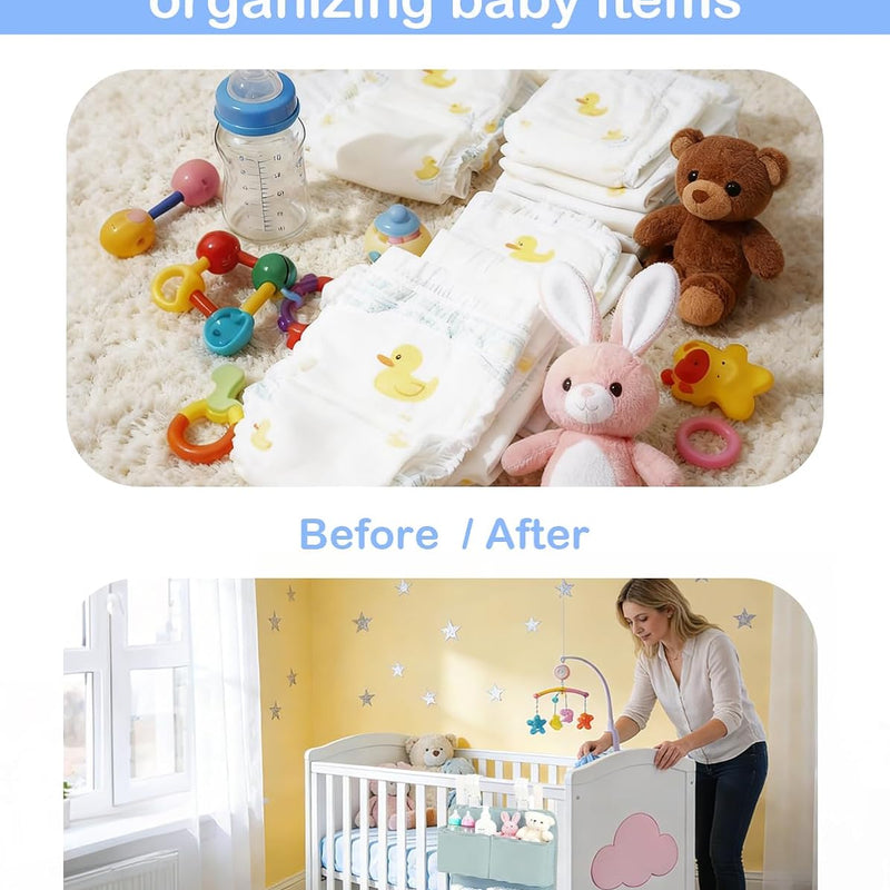 Hanging Diaper Organizer for Bassinet/Crib/Playpen/Playard – Hold 80+ Diapers - Changing Table Diaper Holder Attachment Accessories- Diaper Stacker Nursery Caddy Organizer (Gray)