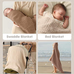 Yoofoss Hooded Baby Towels for Newborn 2 Pack 100% Muslin Organic Cotton Baby Bath Towel with Hood for Babies, Infant, Toddler and Kids, 32x32Inch, Soft and Absorbent Newborn Essential, Beige&Coffee