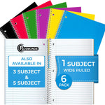 Rosmonde Spiral Notebooks, 12 Pack, 1 Subject Notebook, Wide Ruled, 70 Sheets, 8 x 10-1/2", 3 Hole Punched, School Supplies, Bulk Single Subject Spiral Notebook Bulk, Assorted Colors Pack of Notebooks