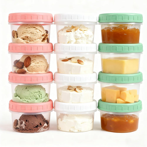 Food Storage Containers, 12 Pack 4 oz Freezer Storage Containers with Twist Top Lids, Leakproof, BPA Free, Microwave & Dishwasher Safe Takeout Container - Ideal for Soup and More