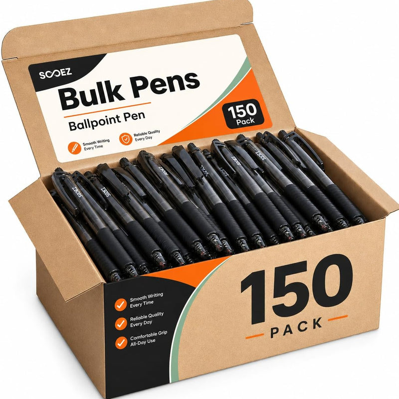 Sooez 40 Pack Bulk Pens Ballpoint, Smooth Writing Pens with Soft Grip, Retractable Black Ink Pens, Medium Point 1.0mm Pen for Journaling, Ballpoint Pen Office Supplies for Nurse, Server, Note Taking