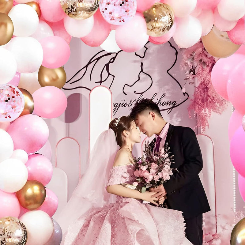 60Pcs Pink Gold Confetti Latex Balloons Kit for Engagement, Wedding, Baby Shower, or Girl Birthday Party Supplies