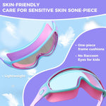 3 Pack Swimming Goggles, Kid Goggles with Earplugs Large Frame Anti-Fog/UV Wide View Swim Goggles Boys Girls 6-14