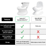 Ingenuity My Size Potty Pro 2-in-1 Potty Training Toilet, Floor Potty with Removable Potty Seat for Standard Toilets, Realistic Flushing Sound, For Toddlers Ages 18+ months, Up to 50 lb